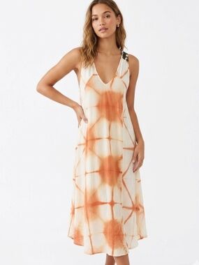 Sundance Boutique V-Neck Sleeveless Tie-Dye Print Summer Midi Dress Size XSP